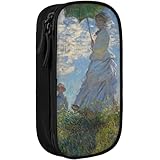 ペンケース クロード モネ 散歩 日傘をさす女性 アニメ 大容量 二層 筆箱 多機能 人気 ペン立て 男の子 女の子 文具ケース 子供 シンプル ツールペンケース 高校生 大学生 社会人用 中小学生 おしゃれ 文具バッグ プレゼント Blue