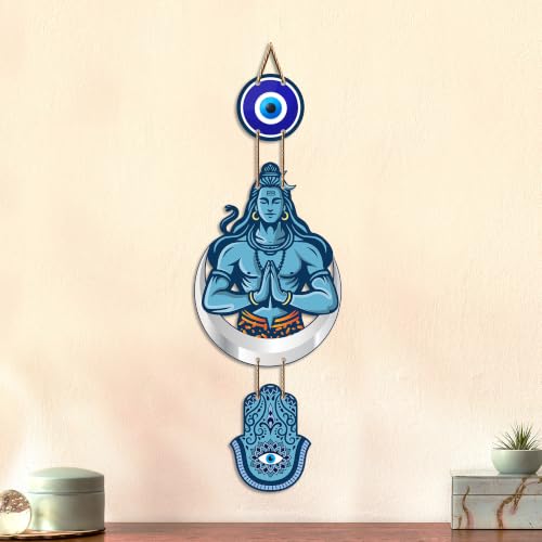 Image of Artvibes Lord Shiva Namaste Evil Eye Wall Hanging for Home Entrance | Spiritual MDF Wall Decor | Vastu Decorative Art for Living Room | Temple & Office | Gift Item (WH 8589N)