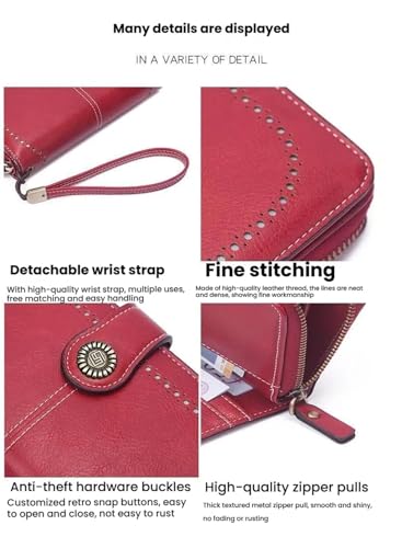 Civilizek/Beyonddraw Women's Fashion Zipper Wallet, Large Capacity Long Purse With Multiple Card Slots, Fine Craftsmanship Stitching & Durable Elegant Design(Light blue)4