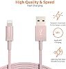 Cables USB-A a Lightning de Amazon Basics, 2 unidades, certificados MFi, trenzados en nylon, para iPhone 14 13 12 11 X Xs Pro, Pro Max, Plus, iPad, sincronización de datos, transferencia de alta velocidad, 6 pies, rosa dorado 6