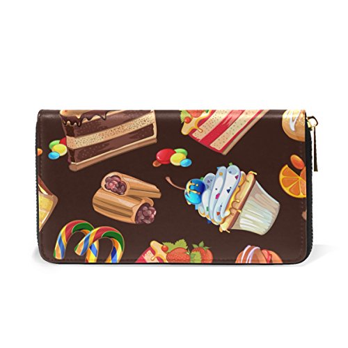 U LIFE Cute Cartoon Candy Dessert Chocolate Cake Happy Birthday Wallets Purse Cash Card Holder Case Leather - Image 3