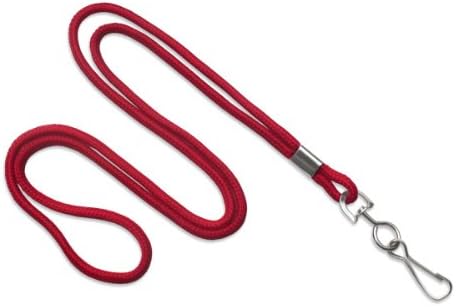 Red 1/8" Round 36" Braid Non-Breakaway Lanyard, Swivel Hook (100/bag)