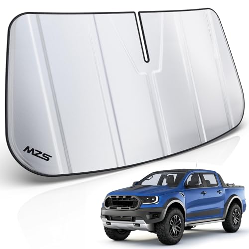 MZS Windshield Sun Shade Compatible with Ranger 2019-2023, Foldable Truck Sun Shade Shield with Storage Pouch, Front Window Visor Sunshade Accessories for Interior Protector