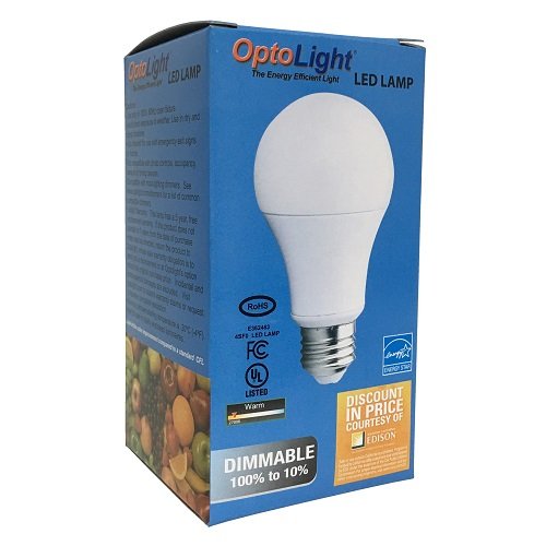 Opto Light LED Lamp Dimmable A-Lamp 10 W 2700K Warm White Equivalent 60 Watts