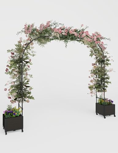94.5 Inch Wedding Arch Trellis with Planter Boxes