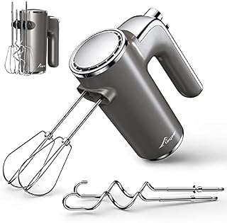 Elegear 400W Hand Mixer Electric Whisk with 5-Speed Selection, Electric Hand Blenders with Turbo Boost and Eject Button, Lightweight and Easy to Storage, 2 Stainless Steel Beaters and Dough Hooks
