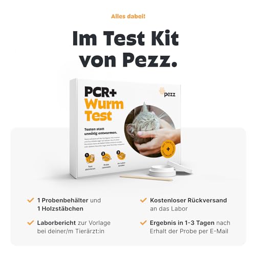 PEZZ ParaScreen PCR+ Wurmtest für Katzen zum Testen auf 11 häufige Wurmarten und Parasiten inkl. Giardien | Labor-Befund inkl. CT-Wert | mit gratis Labor-Versand (PCR+, 1 Stück)