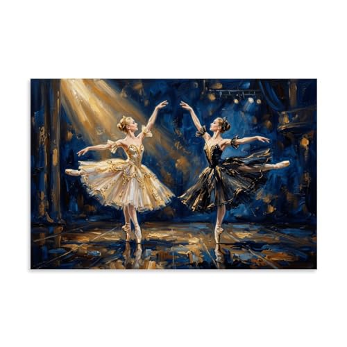 Póster de bailarinas de ballet con efecto óleo texturizado para un dormitorio elegante