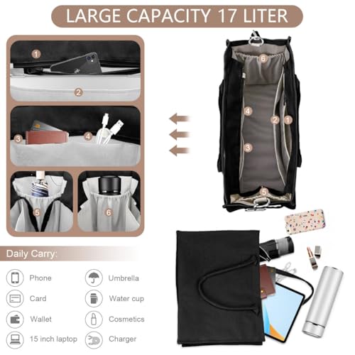 Canvas Tote Bag for Women, Large Laptop Crossbody Bag Travel Tote Handbag Everything Bag with Zip Simple Bag3