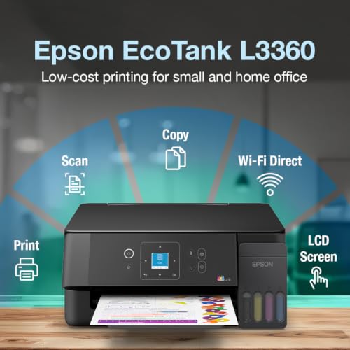 Image of Epson EcoTank L3360 (New Launch) WiFi All-in-One InkTank A4 Colour Printer, Scanner, Copier for Home & Office, 5760x1440dpi Resolution, with LCD Screen and Mobile Printing Feature