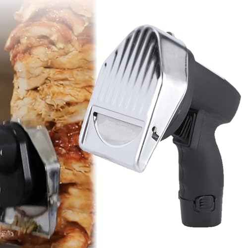 CAOJS Affettatrice elettrica per Kebab, Coltello Elettrico per Kebab con Impugnatura Antiscivolo e Lame in Acciaio Inox, Spessore di Taglio Regolabile, per Kebab, bancarelle di Cibo da Strada