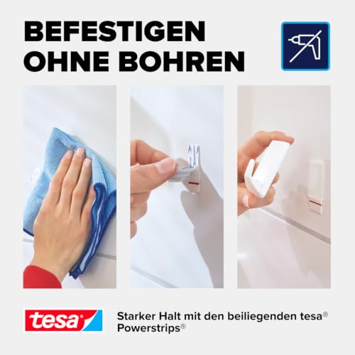 tesa Powerstrips Haken Large ECKIG - Weiß - 2 kg Halteleistung – Ansicht 4