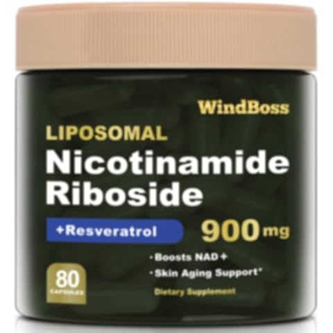 Windboss.NAD Supplement, Nicotinamide Riboside 900mg, Resveratrol NAD, 80 Capsules Cover