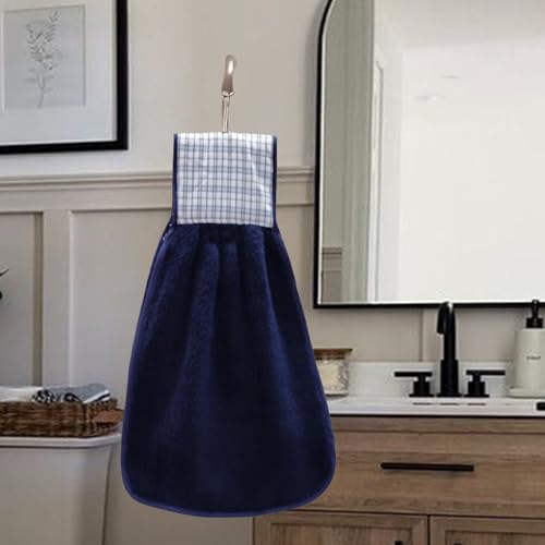 Image of Hand Towel with Loop | 600 GSM | Hanging Napkin for Wash Basin, Kitchen Sink, Bathroom| Pack of 3 in (Navy, Cream, and Grey) | Assorted