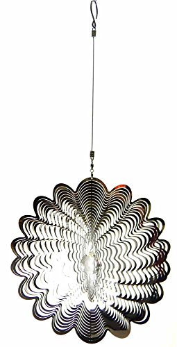 Hanging Stainless Steel Garden Wind Spinner Sun Catcher Crystal - Large Flower