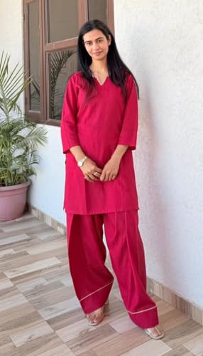 Image of Women's Rayon Farshi Salwar Suit For Ladies 3 /4 Sleeves || Plain Kurti With Palazzo Set For Girls