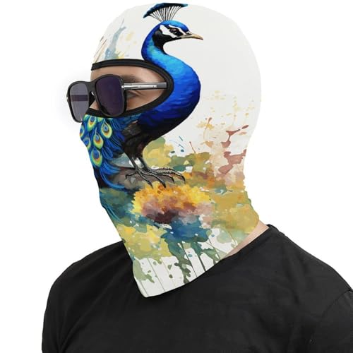 Máscara de esquí con pintura al agua de pavo real, balaclava facial completa para hombres, moda transpirable, suave, impermeable al viento, para bicicleta, conducción, montañismo miniatura 4