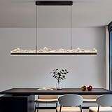 120cm LED Pendelleuchte Esstisch Decken Hängelampe Modernes Lineares dimmbare Hängeleuchte Esszimmer mit Fernbedienung höhenverstellbar LED Esstischleuchte Esszimmerlampe Büro Schwarz Kronleuchter