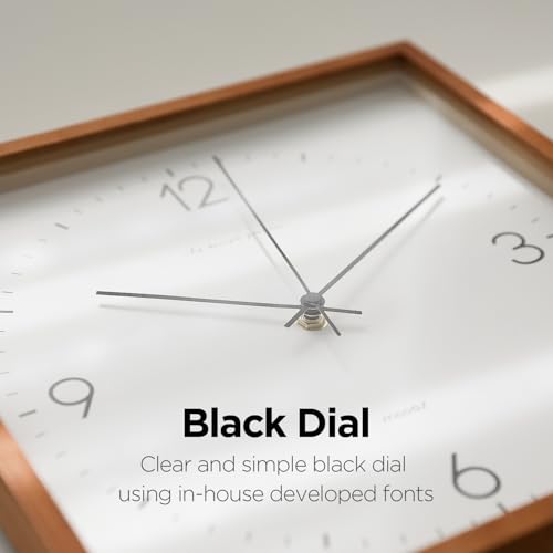 Image of mooas Wooden Frame Flatwood Wall Clock, 12 inch Battery Operated (Dark Brown) | Non-Ticking Sweep Movement Decorative Wall Clock for Home Living Room Kitchen Bedroom Office School