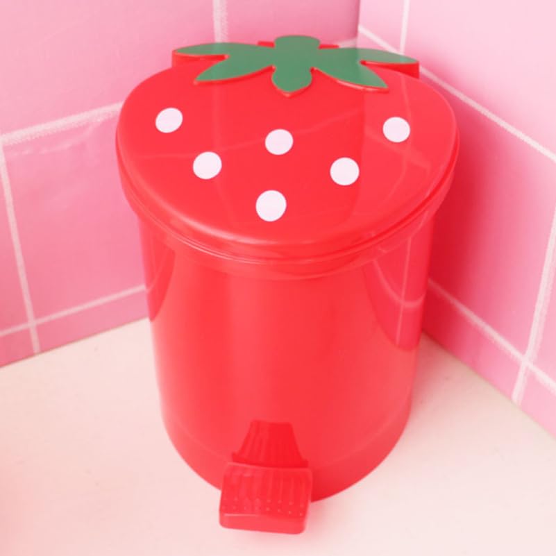 Caneca de basura rectangular de plástico roja para escritorio miniatura 3