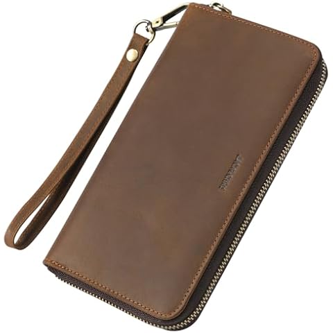 Jack&Chris Credit Card Holder Wallet, Long Slim Wallets - Real Leather RFID Blocking Security 2 ID Window for Men and Women Cover
