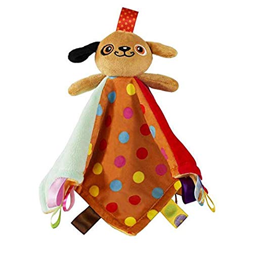 InchantTaggies Security Blanket - Soft Taggy Blankit Toy for Baby Boys & Girls - Lovey Plush Sensory Toy Soothes and Provides Security for Infants,Brown Dog