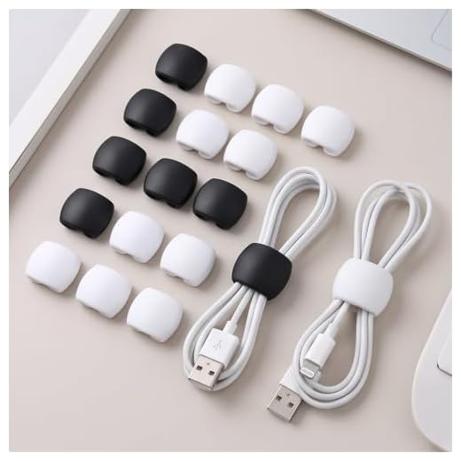 20-Pack TPR Cable Organizer Clasps, 25 mm, Black and White