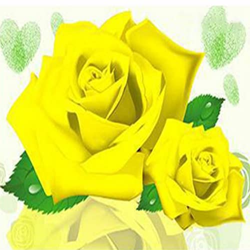 Peinture au diamant 5D rose jaune strass ronds et carres 30x40 cm