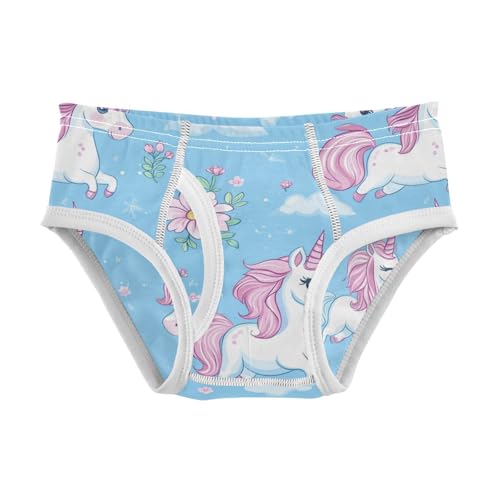 Wusikd Cute Unicorns Boys' Underwear Cotton Flowers Blue Boys Briefs Soft Toddler Underwear 2T