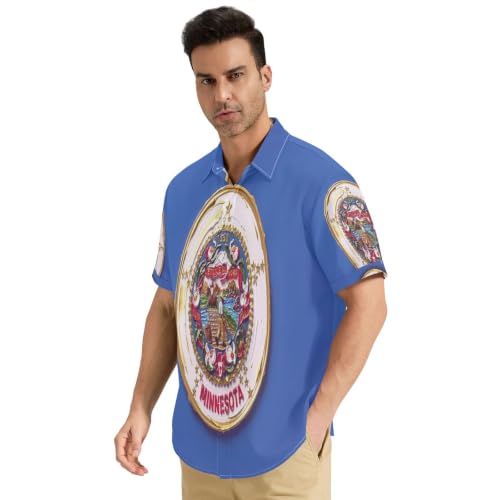 Chemise boutonnée homme Minnesota bleu S confortable pour voyage au soleil