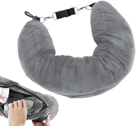 Almohada de viaje rellenable para avión, almohada de cuello de vi...