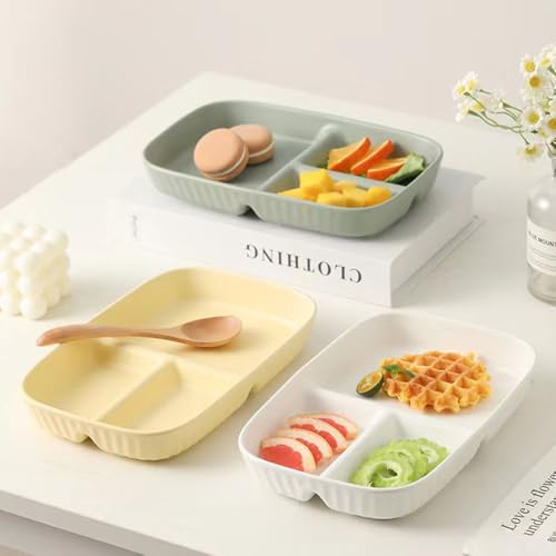 Image of Unbreakable Divided Plates 10.5 Inch 4 PCS,Reusable Wheat Straw Plates,Portion Control Plate Adults, Microwave And Dishwasher Safe, Perfect For Dinner Dishes Kitchen Picnic Party (Classic Series)