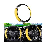 Bling Soft Leather Steering Wheel Cover, 15 Inch Colorful Rhinestones Auto Elastic Steering Wheel Protector, Sparkly Crystal Diamond for Women Girls, Car Interior Accessories for Most Cars (Yellow)