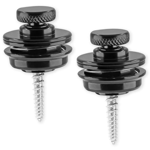 2pcs - Guitar strap lock, button quick install/release strap lock, guitar strap locking system, Suitable for acoustic guitar strap, bass guitar strap, electric guitar strap (black)