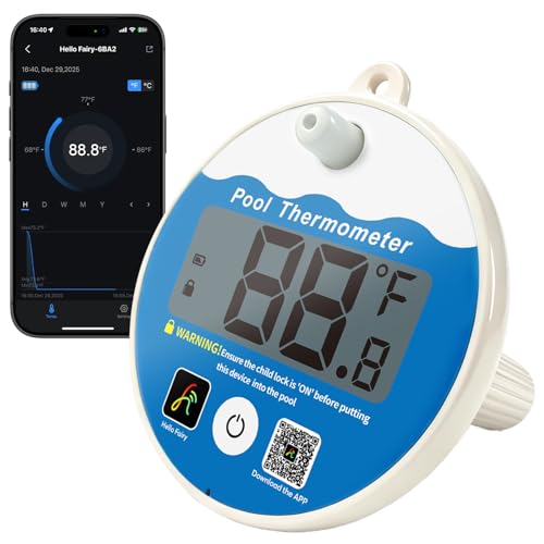 Bluetooth Pool Thermometer, 99ft Range Real-Time APP Reading, IPX8 Waterproof Floating Hot Tub Thermometer, No WiFi Needed, Accurate Spa, Pool Temperature Sensor for Pool, Jacuzzi, Pond