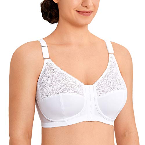 Preisvergleich Produktbild LAUDINE Damen Rückenstützender Vorderverschluss Posture BH ohne Bügel Weiss 105E