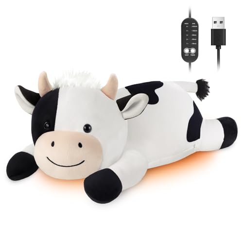 Image of Cow Heating Pad for Period Cramps Menstrual Pain Relief, Portable Electric Heat Pads USB Powered, Cute Stuff Cow Plush Heated Stuffed Animals Gift, Gifts for Women Teen Girls Birthday Christmas Easter