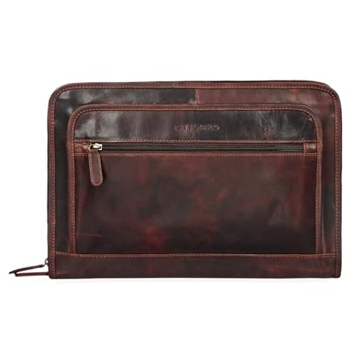 STILORD 'Maximilian' Bolsa de Portátil 13,3' Portadocumentos Portafolios o Maletín de Cuero Carpeta Conferencia de Trabajo o Negocios para Mujer y Hombre, Color:Kara - marrón