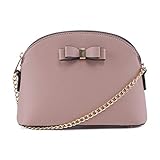 Emperia Eva Small Cute Saffiano Faux Leather Dome Crossbody Bags Shoulder Bag Purse Handbags for Women Mauve