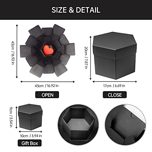 Boîte à Explosion DIY Pour Souvenirs D'amour, Scrapbooking, Album Photo, Pour Anniversaire Mariage Saint Valentin Fete Des Meres Fete Des Peres Et Noel 6 Visages