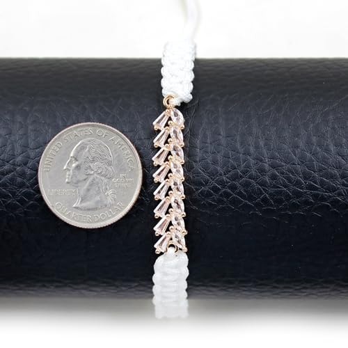 Image of Hand-woven String and Tennis Zircon Bracelet, Stylish Retro Adjustable Bracelet BFF Cubic Zirconia Crystal Women's Love Friendship Jewelry