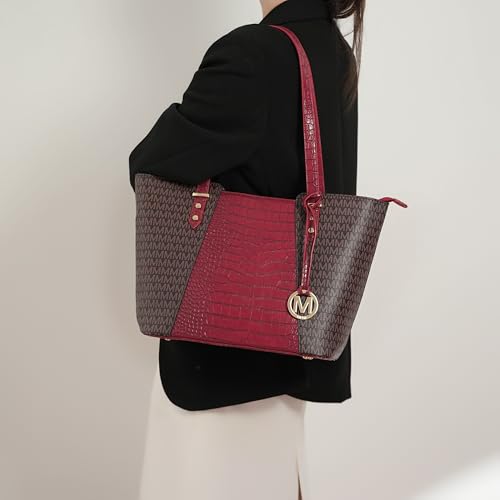 Image of MKF Collection Tote Bag for Women, Shoulder Bag & Wristlet Pouch Top Handle Vegan Leather 4Pcs Set by Mia K