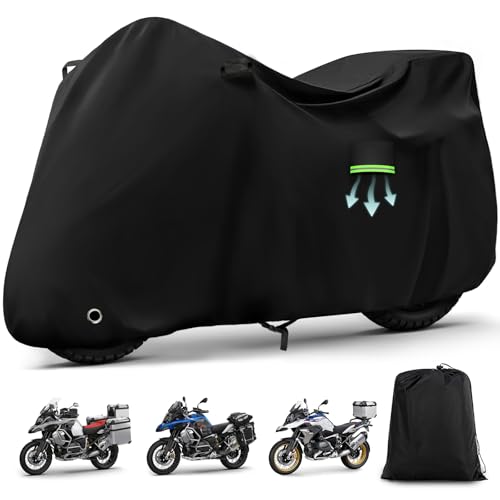 Image of Motorcycle Cover Waterproof for BMW R1300GS /R1250GS /F900GS /Adventure with Trunk Model, Heavy Duty Outdoor Sun Rain UV Dust All Weather Protection Motorbike Cover with Soft Cotton Lining & Lock Hole