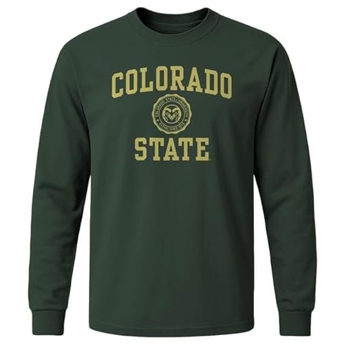 Barnesmith Colorado State University Rams Long Sleeve Adult Unisex T-Shirt, Heritage, Hunter Green, Medium