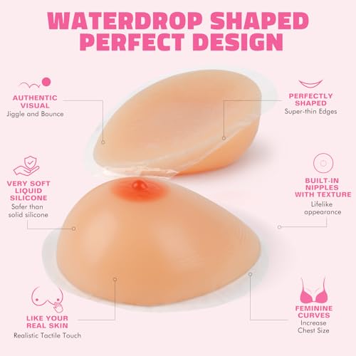 Image of IVITA One Pair Self Adhesive Silicone Breast Forms for Mastectomy Crossdresser Prosthesis Transgender Cosplay
