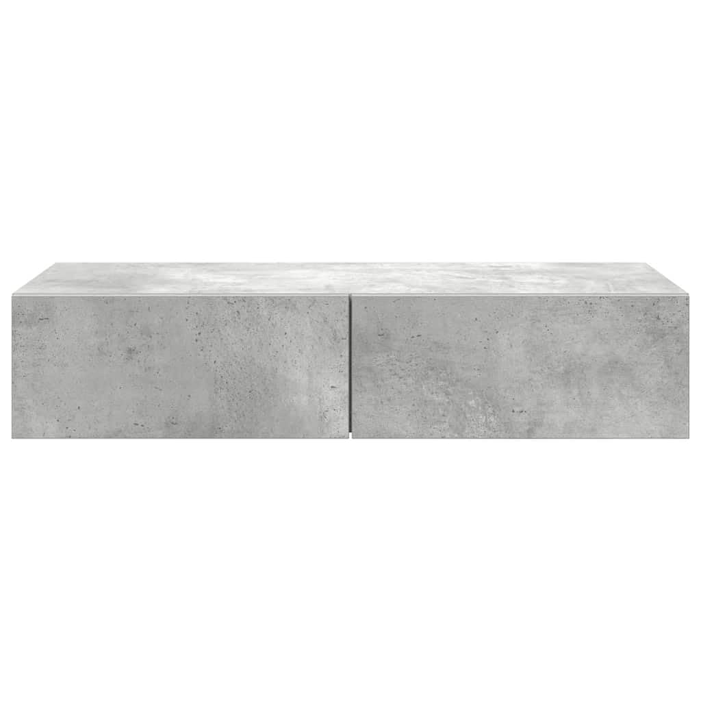 Estante de pared flotante con drawers, 80 x 33 x 17 cm, material derivado de madera gris concreta, almacenamiento montado para ahorrar espacio para dormitorio, decoración de la sala de estar