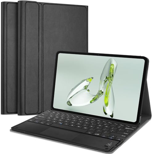 Image of HOM Tri Fold Detachable Wireless Bluetooth Keyboard with Trackpad /Touchpad Tablet Cover Case for OnePlus Pad GO 11.35 inch - Black