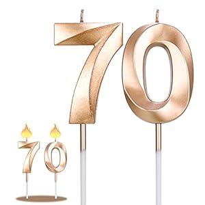 Winkwinky 70.Geburtstag Zahlen Kerzen, Golden Geburtstagskerzen kerze 7 und kerze 0 Ziffer Kerzen Cake Kuchen Topper…