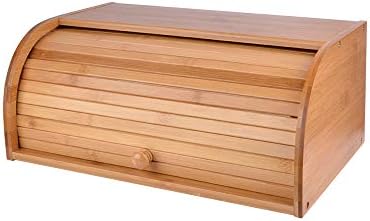 SZUAH Bamboo Bread Box, Large Capacity Roll Top Bread Holder for Kitchen Food.