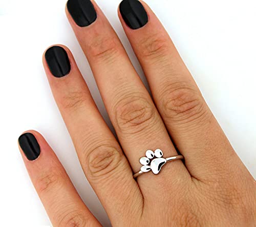 Sterling Silver 925 Paw Print Ring, Animal Lover Jewelry, Puppy Pet Paw Ring for Women & Girls, Cat or Dog Paw Adorable Ring, Unique Gift Idea For Her Birthday3
